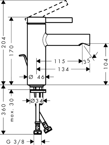 Hansgrohe Zesis S 100 CoolStart egykaros mosdócsaptelep automata lefolyógarnitúrával, matt fekete 74720670