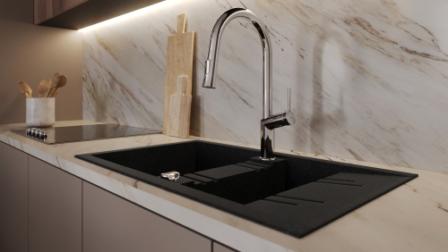 Ferro Cumulus konyhai csaptelep kihúzható zuhanyfejjel, króm BCU8