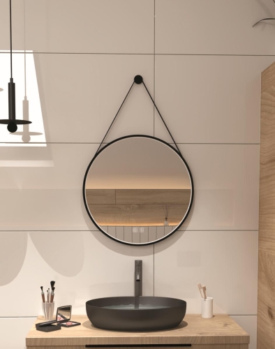 Kielle Idolio led tükör páramentesítővel 59 cm, fekete kerettel 50324004