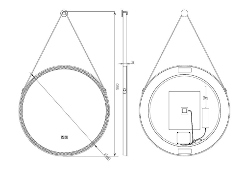 Kielle Idolio led tükör páramentesítővel 59 cm, fekete kerettel 50324004