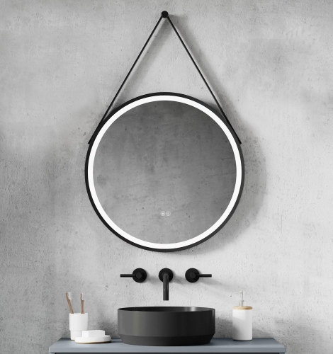 Kielle Idolio led tükör páramentesítővel 59 cm, fekete kerettel 50324004