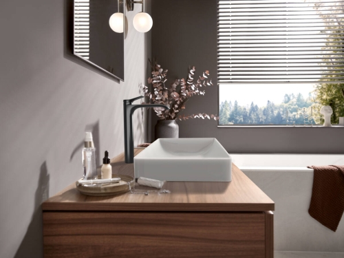 Hansgrohe Vivenis 250 CoolStart egykaros mosdócsaptelep lefolyógarnitúra nélkül, szálcsiszolt fekete króm 75045340