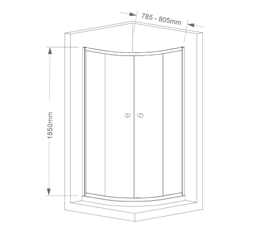 AQUALINE ARLETA íves zuhanykabin, 800x800mm, transzparent 4mm üveg HLS800Y