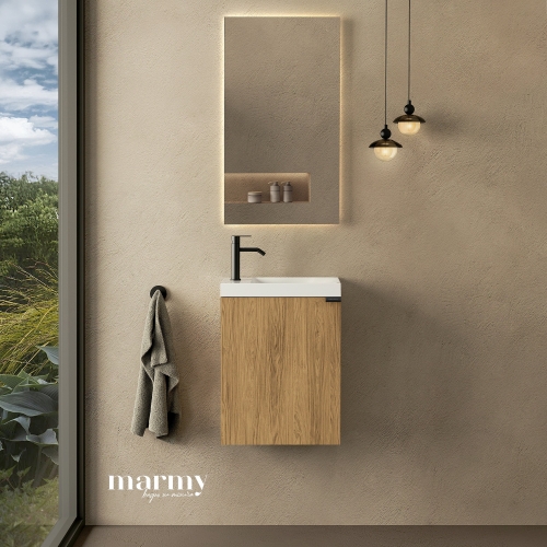 Marmy CODE 40x22x50 BALOS függ. alsószekrény, 1 ajtó, laminált (mosdó nélkül) Honey Oak 20 12 01 04 13 85