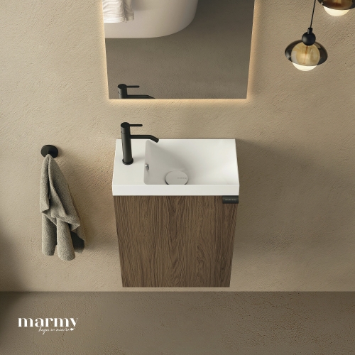 Marmy CODE 40x22x50 BALOS függ. alsószekrény, 1 ajtó, laminált (mosdó nélkül) Brown Oak 20 12 01 04 13 86