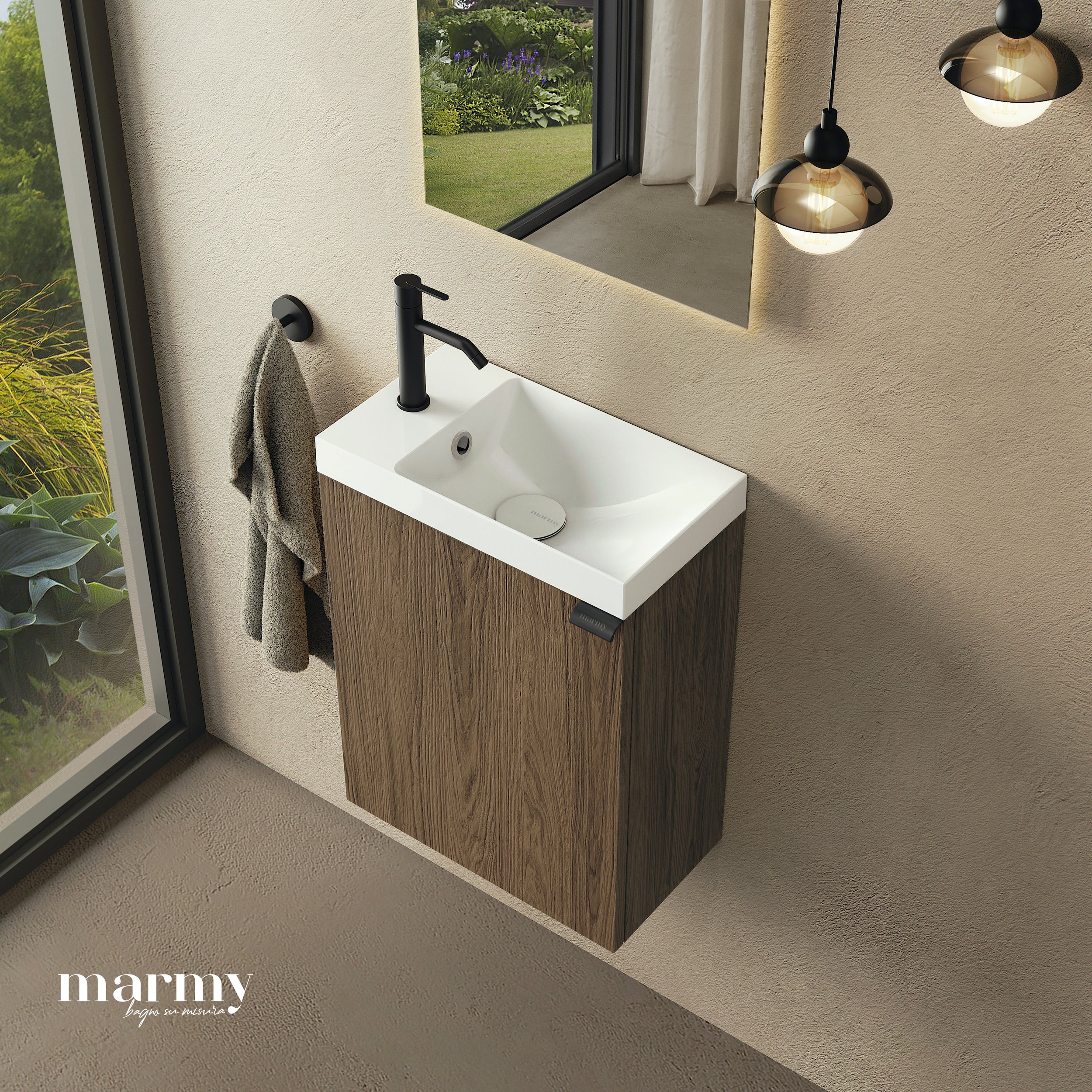 Marmy CODE 40x22x50 BALOS függ. alsószekrény, 1 ajtó, laminált (mosdó nélkül) Brown Oak 20 12 01 04 13 86