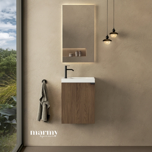 Marmy CODE 40x22x50 BALOS függ. alsószekrény, 1 ajtó, laminált (mosdó nélkül) Brown Oak 20 12 01 04 13 86