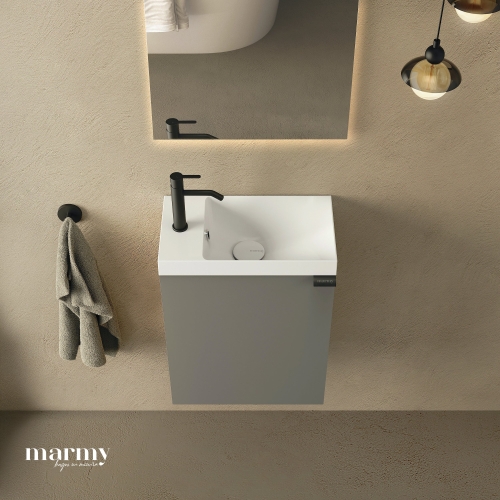 Marmy CODE 40x22x50 BALOS függ. alsószekrény, 1 ajtó, laminált (mosdó nélkül) Dark Taupe 20 12 01 04 13 88