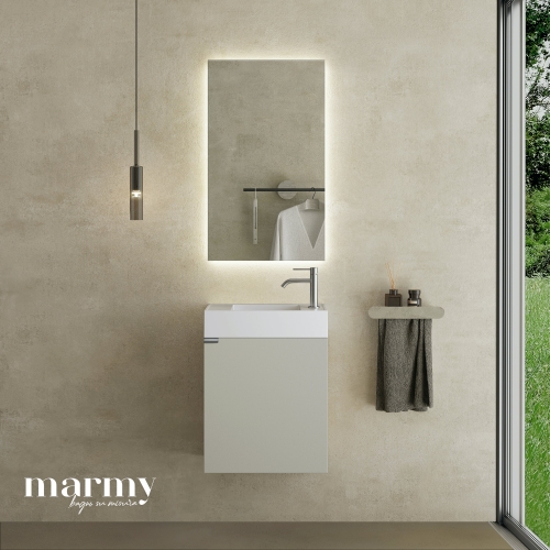 Marmy CODE 46x22x50 JOBBOS függ. alsószekrény, 1 ajtó, laminált (mosdó nélkül) Light Taupe 20 11 01 05 12 75