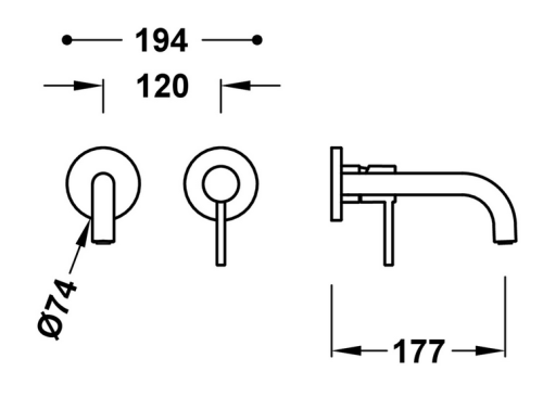 Tres Study Exclusive egykaros fali mosdócsaptelep 177 mm-es kifolyóval metál fekete szín 26230021KM