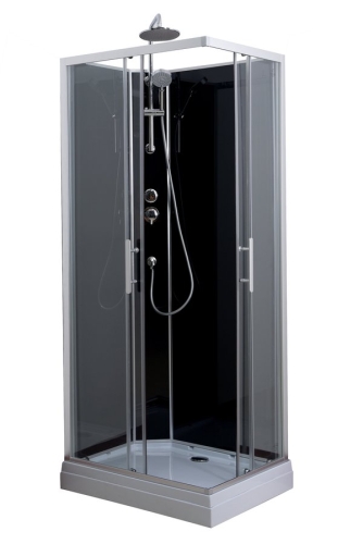 Sapho AQUALINE GRANVIK 70x90 cm hátfalas zuhanykabin transzparent üveg, fekete/króm GG70X90