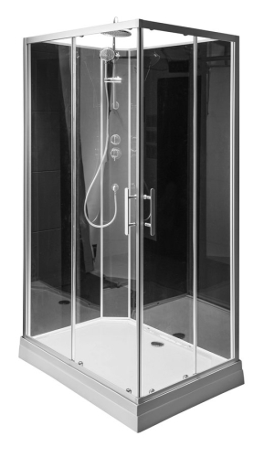Sapho AQUALINE GRANVIK 80x120 cm hátfalas zuhanykabin transzparent üveg, fekete/króm GG80X120