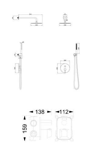AREZZO design NOVA falsík alatti zuhanyszett, szálcsiszolt gun metal AR-2160GM
