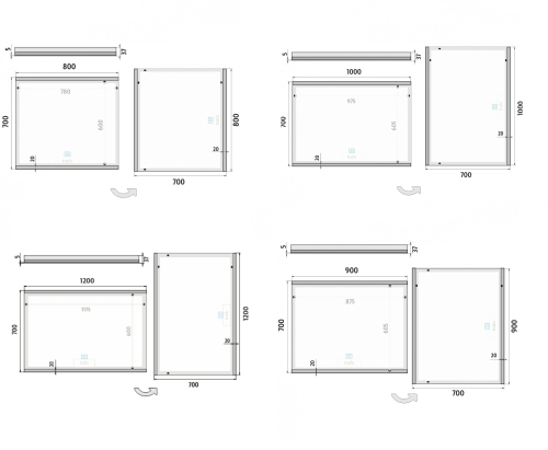 Roltechnik NIMCO 90x70 cm LED tükör érintésérzékelővel ZP 12019V