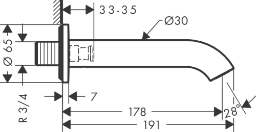 Hansgrohe Axor Uno 17,8 cm-es kádkifolyó, matt fekete 38411670