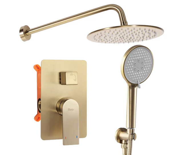 Rea Verso Brush Gold falsík alatti zuhany csaptelep szett, szálcsiszolt arany REA-P9150