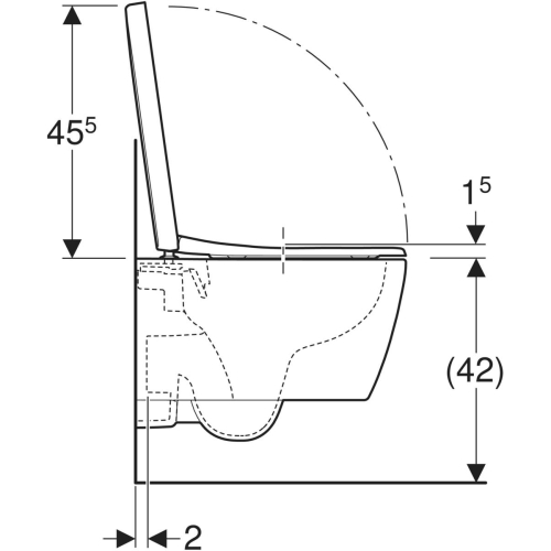 Geberit iCon Rimfree mélyöblítésű rövidített fali WC ülőkével, matt fehér 502.381.JT.1