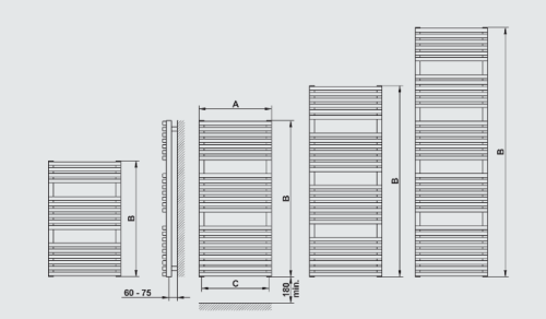 Betatherm Lynx 1714x500 mm fürdőszobai radiátor, fehér (RAL9016) HH 50170