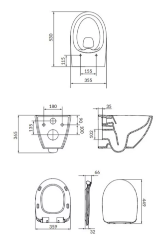Cersanit Moduo Plus perem nélküli fali wc, lassú záródású, slim wc ülőkével S701-724