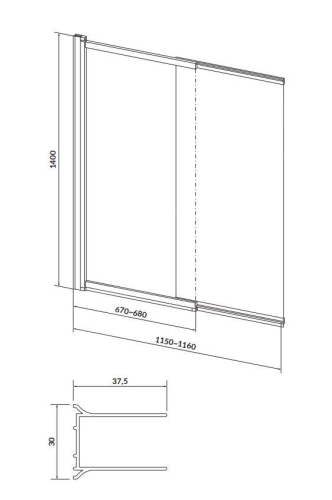 Cersanit Larga kádaraván 115 cm, króm S932-141