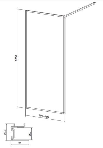 Cersanit Larga walk-in zuhanyfal 90 cm, króm S932-135