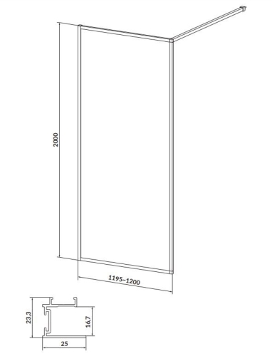 Cersanit Larga walk-in zuhanyfal 120 cm, matt fekete S932-140