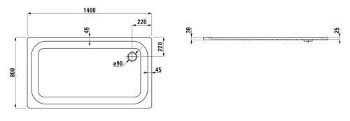 Laufen Platina 140x80 cm zuhanytálca, fehér H2150060000401