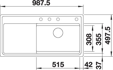 BLANCO ZENAR XL6S-F DGP fekete fa t. Gránit Mosogató 526056