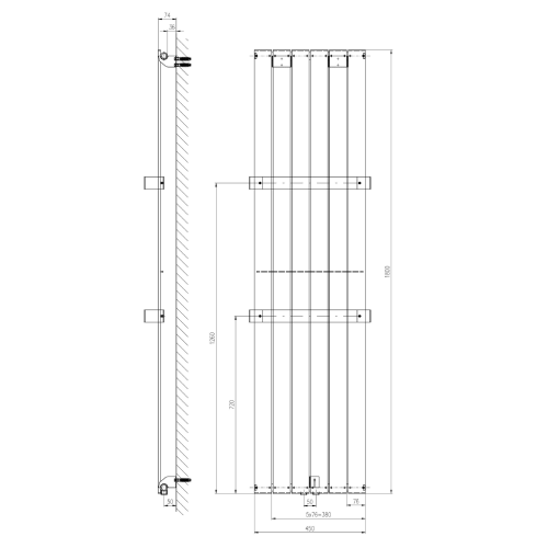 Sapho COLONNA 450x1800 mm fürdőszobai radiátor, bézs IR148S