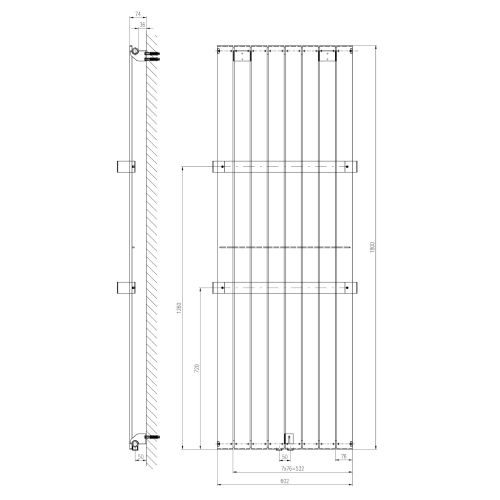 Sapho COLONNA 602x1800 mm fürdőszobai radiátor, bézs IR149S