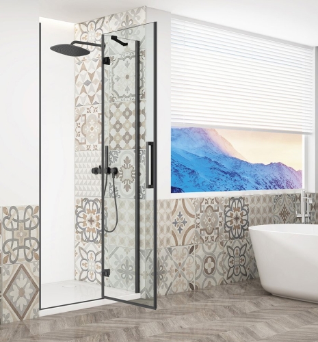 Sapho TRINITY BLACK 110 cm jobbos zuhanyajtó transzparent üveggel, matt fekete GT1211CR-B