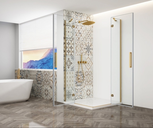 Sapho TRINITY GOLD 80x80 cm zuhanykabin transzparent üveggel, matt arany GT2280-80C-G