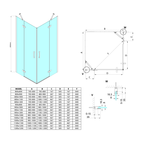 Sapho TRINITY BLACK 90x90 cm zuhanykabin transzparent üveggel, matt fekete GT2290-90C-B