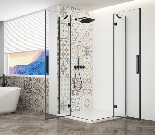 Sapho TRINITY BLACK 90x90 cm zuhanykabin transzparent üveggel, matt fekete GT2290-90C-B