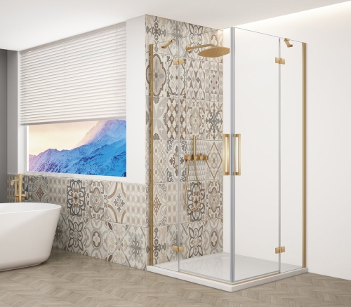 Sapho TRINITY GOLD 110x110 cm zuhanykabin transzparent üveggel, matt arany GT2211-11C-G