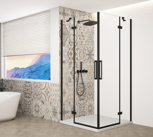 Sapho TRINITY BLACK 80x90 cm zuhanykabin transzparent üveggel, matt fekete GT2280-90C-B