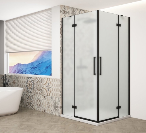 Sapho TRINITY BLACK 80x90 cm zuhanykabin matt üveggel, matt fekete GT2280-90M-B