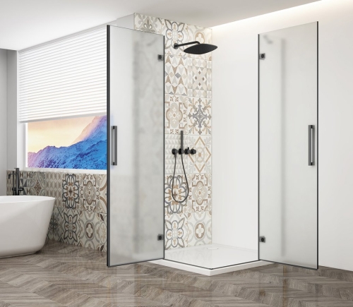 Sapho TRINITY BLACK 80x90 cm zuhanykabin matt üveggel, matt fekete GT2280-90M-B