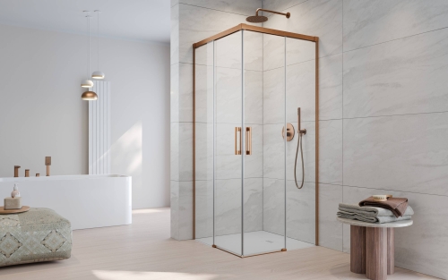 Radaway Idea Brushed Copper KDD 90x90 cm szögletes zuhanykabin, szálcsiszolt réz 387060-93-01L, 387060-93-01R