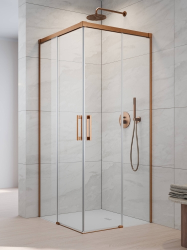 Radaway Idea Brushed Copper KDD szögletes szálcsiszolt réz zuhanykabin  90x90  387060-93-01L +387060-93-01R