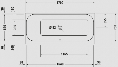 Duravit Happy D.2 akril kád bal oldali háttámlával 170x75 cm 700312000000000