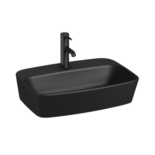 Jika Lyra Plus pultra építhető mosdó túlfolyó nélkül 54x40 cm, matt fekete H8183827161121