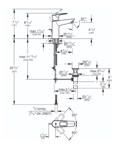 Grohe Bauloop egykaros msodó csaptelep M-es, króm 23963001