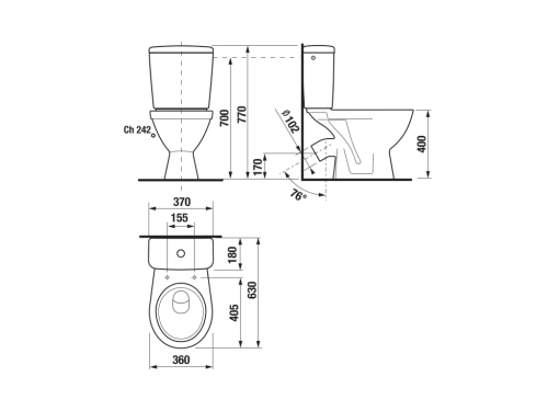 Jika Lyra Plus kombi álló wc öblítőtartállyal, ferde lefolyóhoz, alsó vízbevezetéssel H8263840002423