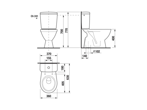 Jika Lyra Plus kombi álló WC öblítőtartállyal, függőleges lefolyóhoz, alsó vízbevezetéssel H8263870002423