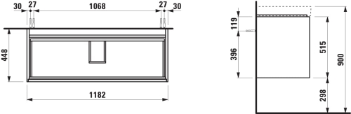 Laufen Meda alsószekrény 1200 mm, 2 fiókkal, H814111 mosdóhoz, vad tölgy H4216320112671