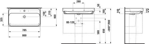 Laufen Meda mosdó 80x46 cm, fehér H8101170001041