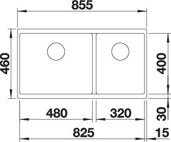 BLANCO SUBLINE 480/320-U alulról beépíthető gránit mosogató, törtfehér 527168