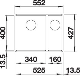 BLANCO SUBLINE 340/160-F munkalap szintjébe építhető gránit mosogató, vulkánszürke 527344