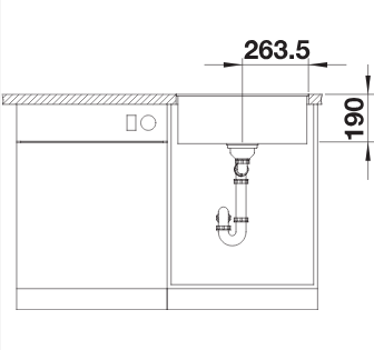 BLANCO SUBLINE 500-F munkalap szintjébe építhető gránit mosogató, antaracit 523532